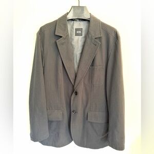 Hugo Boss Men's Deep Charcoal/Black with light grey Pinstripe Blazer/Sports Coat